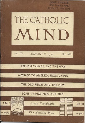 Item #401608 The Catholic Mind, No. 959, December 8, 1942. Francis X. Talbot