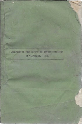 Item #401614 The Journal of the House of Representatives of the State of Vermont, October...