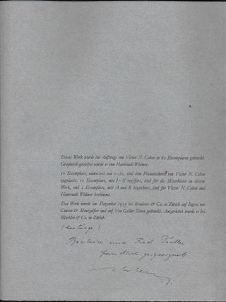 Sieben Lieder von der Liebe, zu einem Sträusslein gebunden und als Neujahrsgabe dargereicht von Victor N. Cohen