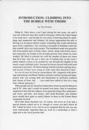 Item #403410 Foreword / Afterword to The Broken Bubble. Philip K. Dick, Tim Powers / James Blaylock