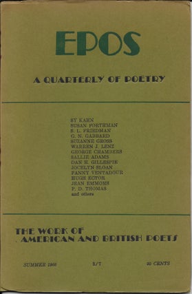 Item #403418 Epos: A Quarterly of Poetry. Summer 1966 [Vol 17, No 4]. Will Tullos, Evelyn Thorne