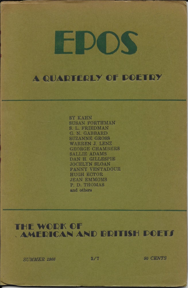 Item #403418 Epos: A Quarterly of Poetry. Summer 1966 [Vol 17, No 4]. Will Tullos, Evelyn Thorne.