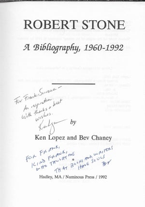 Robert Stone, A Bibliography, 1960-1992.