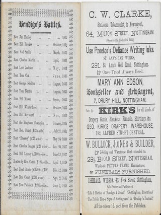 Wilson's Portrait & Battles of Bendigo, Champion of England, Also the Career, Battles, Portrait & Death of Geo Fryer, Ex Amateur Heavy Weight Champion of England