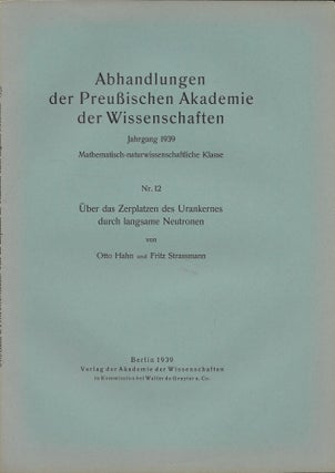 Item #404092 Über das Zerplatzen des Urankernes durch langsame Neutronen: Abhandlungen der...