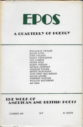 Item #404325 Epos: A Quarterly of Poetry. Summer 1967 [Vol 18, No 4]. Will Tullos, Evelyn Thorne