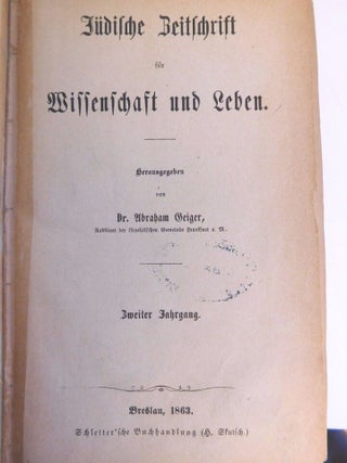 Item #404467 Jüdische Zeitschrift für Wissenschaft und Leben - Zweiter, Dritter und Vierter...