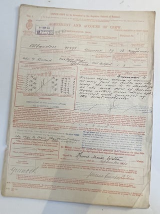 Item #404550 Agreement and Account of Crew, Foreign-Going Ship, Albardon from Greenock to Buenos...