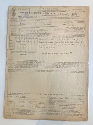 Item #404551 Agreement and Account of Crew, Foreign-Going Ship, Dotterel Marseille to /Santa Fe