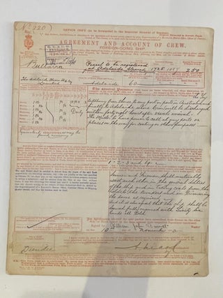Item #404553 Agreement and Account of Crew, Foreign-Going Ship, Bullarra. Voyage from Dundee to...