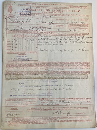 Item #404554 Agreement & Account of Crew Foreign-Going Ship: Duckenfield. Voyage from Glasgow...