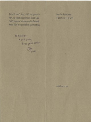 Item #405556 Two Nocturnes. Dana / Ricfhard Foerster Gioia