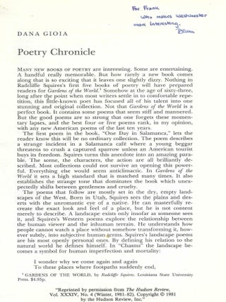 Item #405558 Poetry Chronicle. Dana Gioia